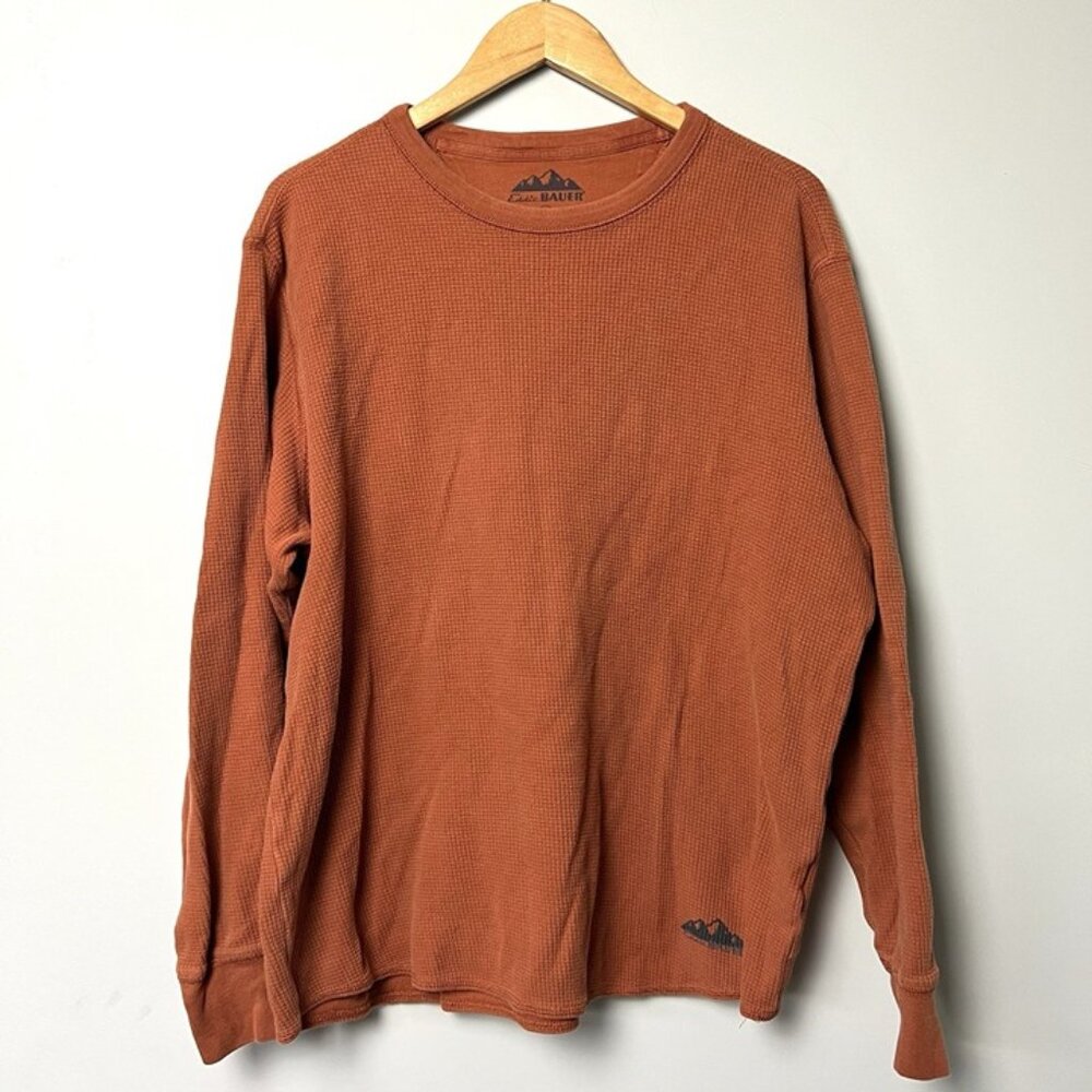 Mens Eddie Bauer Thermal Long Sleeve Shirt sz L Waffle Knit‎ Pullover Grunge Y2k